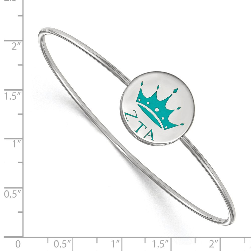 Sterling Silver Rh Plated Logoart Zeta Tau Alpha Enameled Slip On Bangle Bracelet