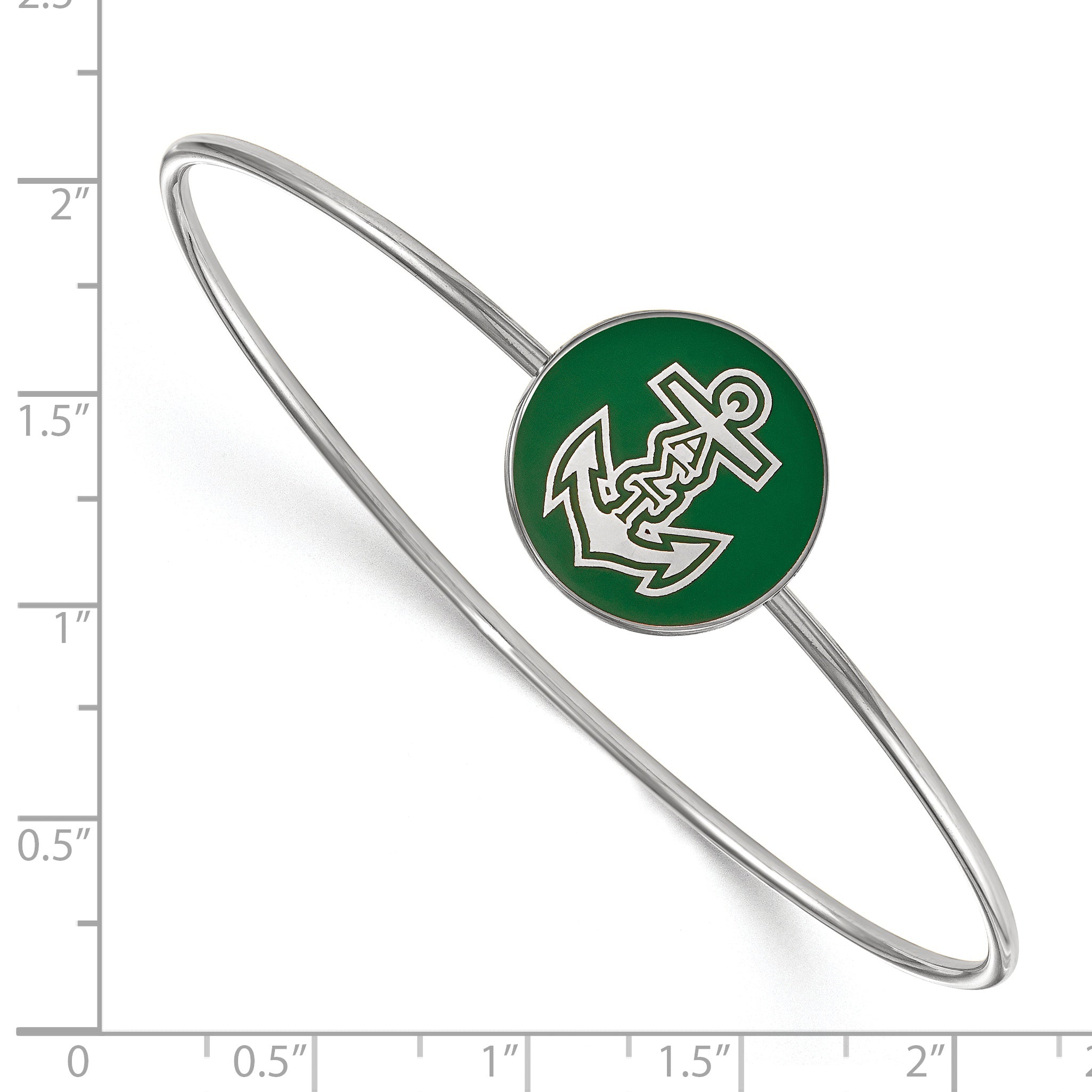 Sterling Silver Rh Plated Logoart Alpha Sigma Tau Enameled Slip On Bangle Bracelet