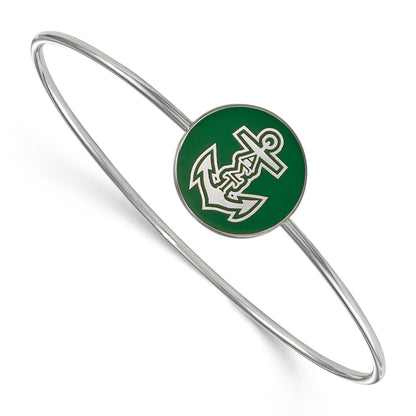 Sterling Silver Rh Plated Logoart Alpha Sigma Tau Enameled Slip On Bangle Bracelet