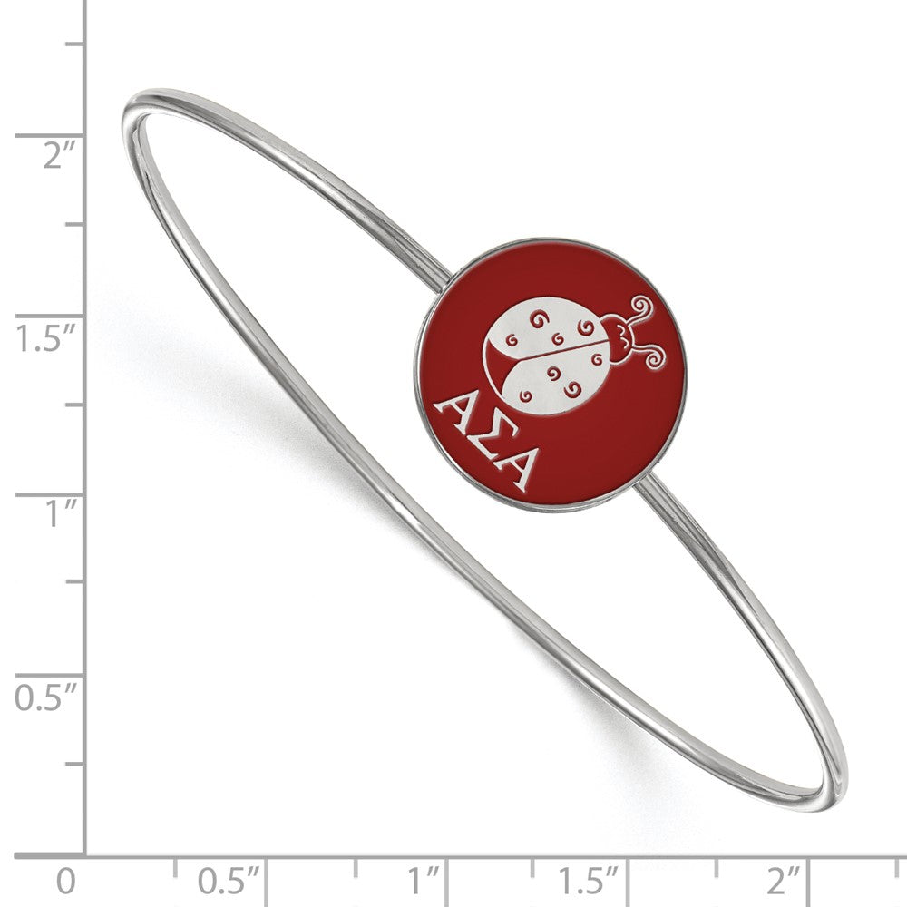 Sterling Silver S. Rh Plated Logoart Alpha Sigma Enameled Slip On Bangle Bracelet