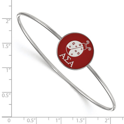 Sterling Silver S. Rh Plated Logoart Alpha Sigma Enameled Slip On Bangle Bracelet