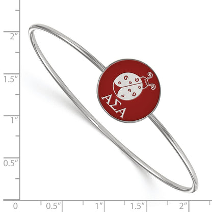 Sterling Silver S. Rh Plated Logoart Alpha Sigma Enameled Slip On Bangle Bracelet