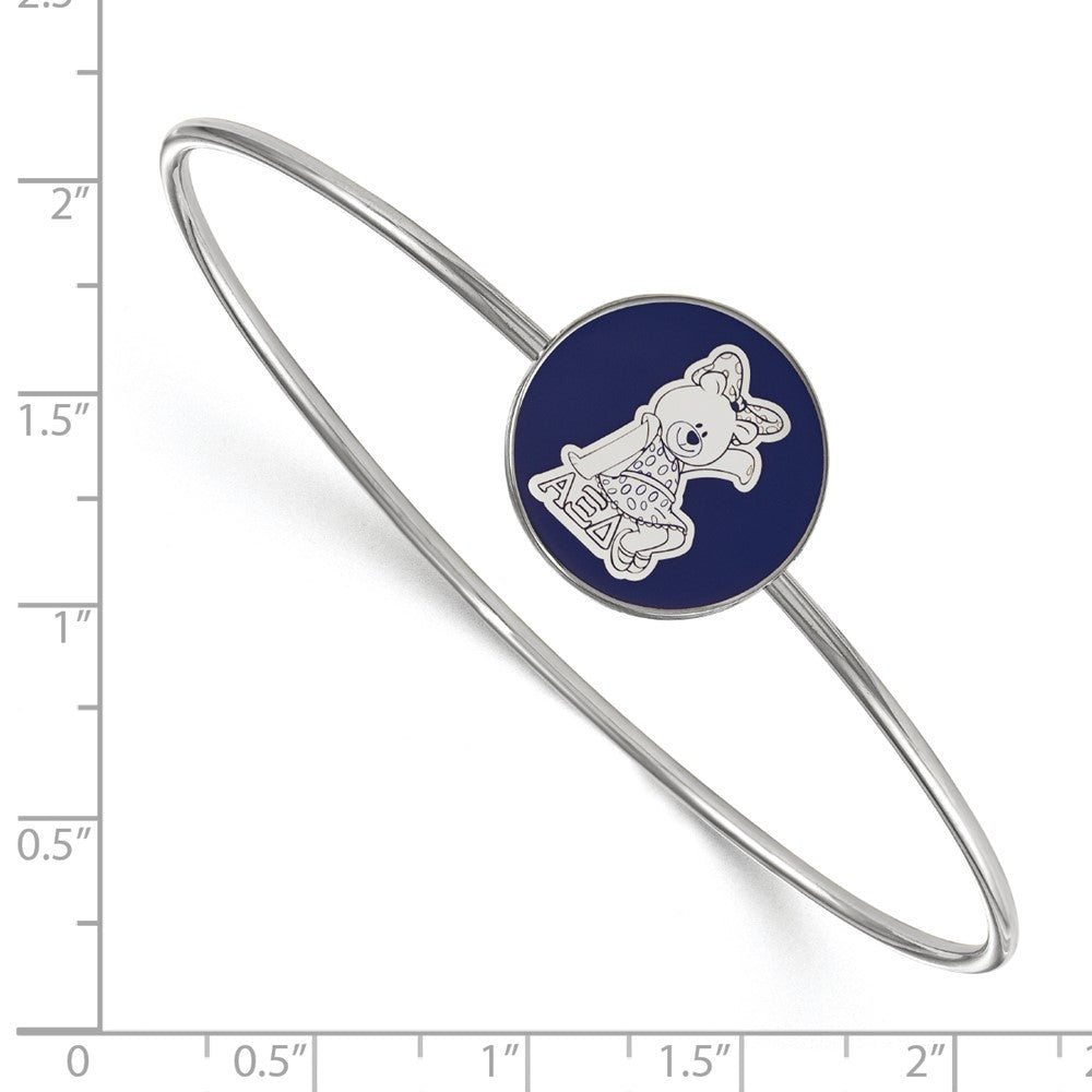 Sterling Silver Rh Plated Logoart Alpha Xi Delta Enameled Slip On Bangle Bracelet