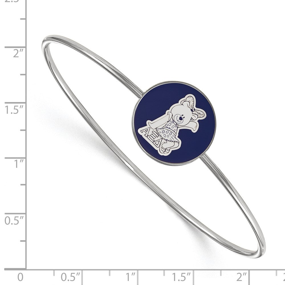 Sterling Silver Rh Plated Logoart Alpha Xi Delta Enameled Slip On Bangle Bracelet