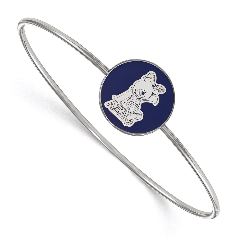 Sterling Silver Rh Plated Logoart Alpha Xi Delta Enameled Slip On Bangle Bracelet