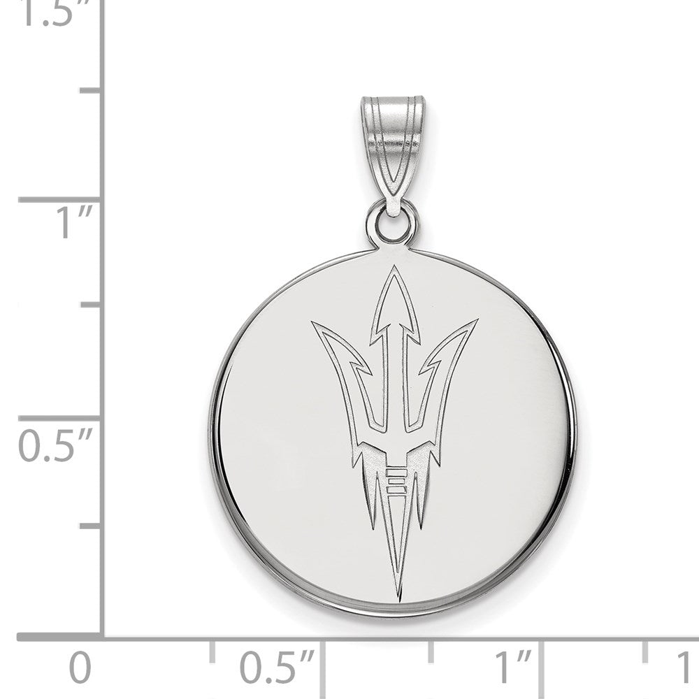 10K White Gold Logoart Arizona State University Pitchfork Large Disc Pendant