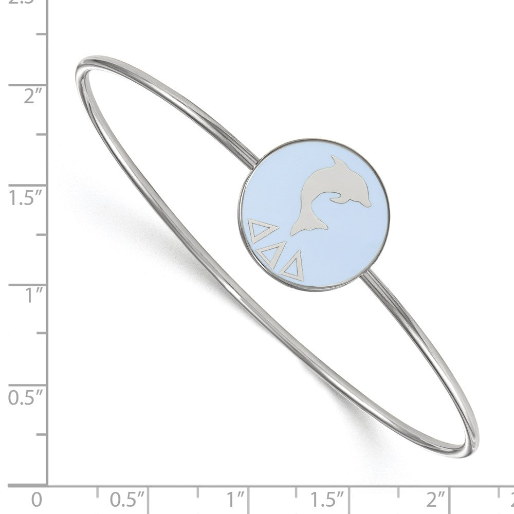 Sterling Silver S. Rh Plated Logoart Delta Enameled Slip On Bangle Bracelet