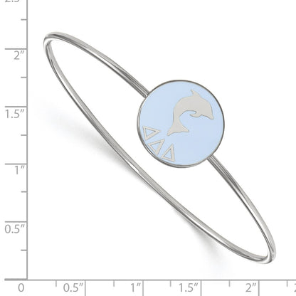 Sterling Silver S. Rh Plated Logoart Delta Enameled Slip On Bangle Bracelet