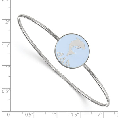 Sterling Silver S. Rh Plated Logoart Delta Enameled Slip On Bangle Bracelet