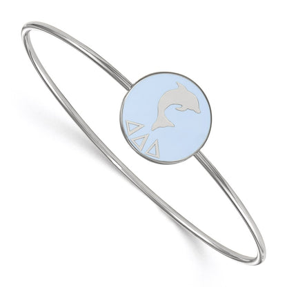 Sterling Silver S. Rh Plated Logoart Delta Enameled Slip On Bangle Bracelet