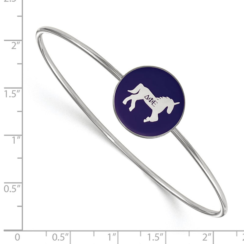 Sterling Silver S. Rh Plated Logoart Delta Phi Epsilon Enameled Slip On Bangle