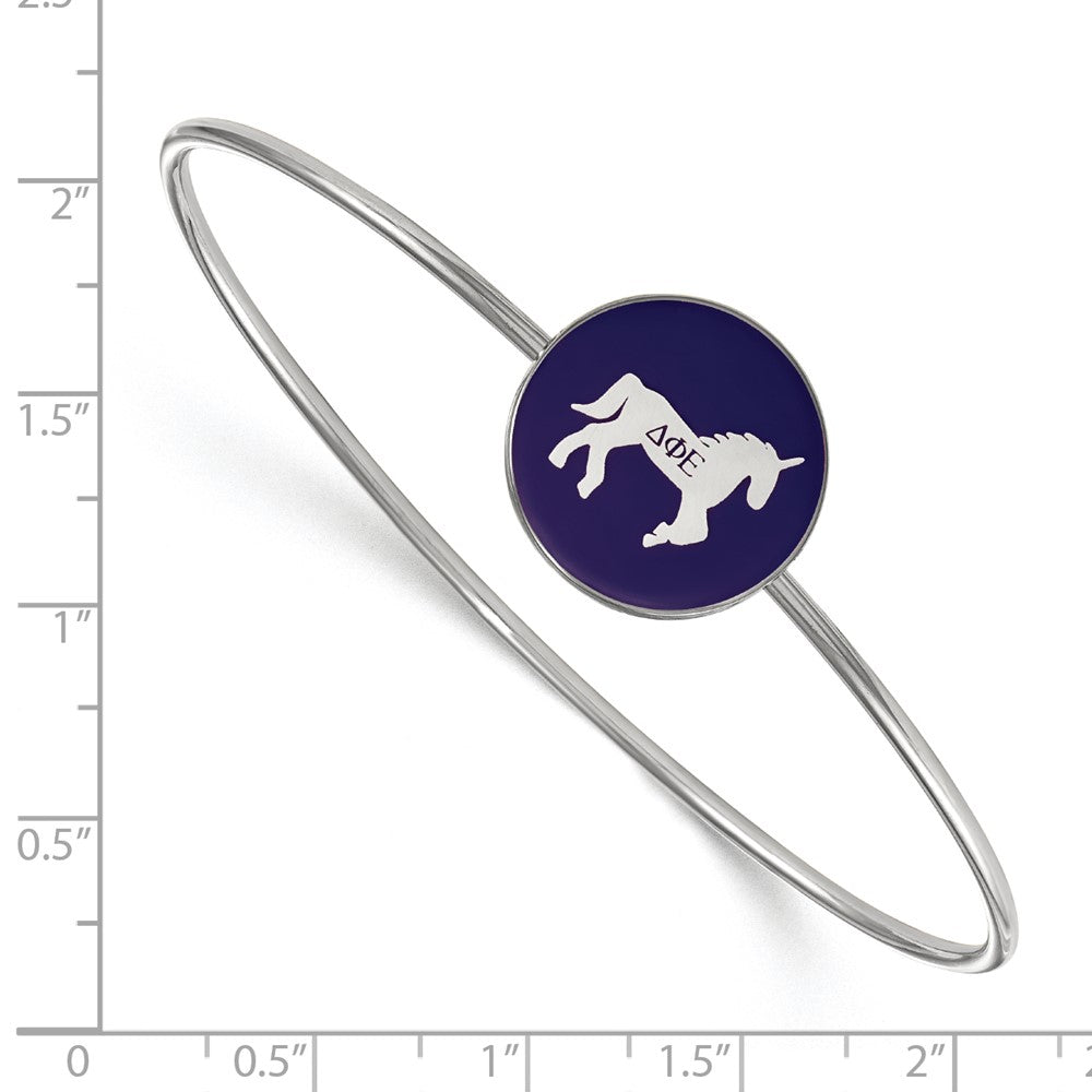 Sterling Silver S. Rh Plated Logoart Delta Phi Epsilon Enameled Slip On Bangle