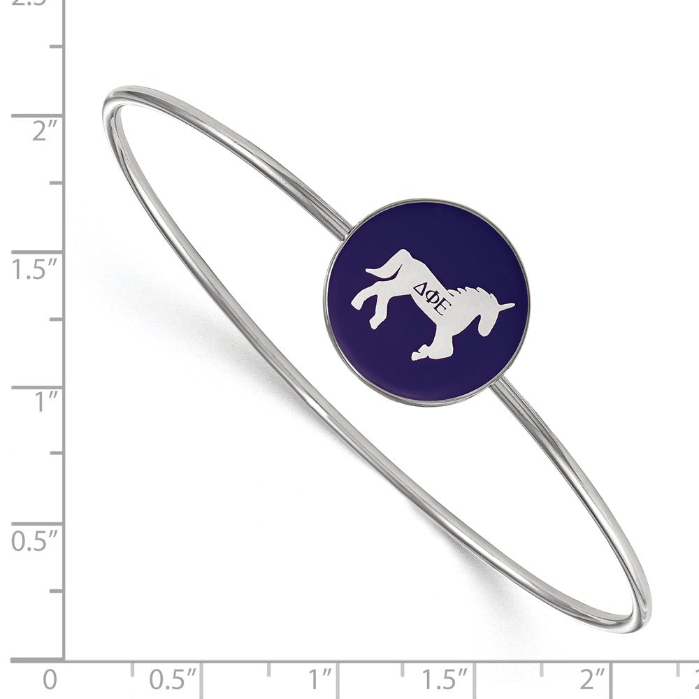 Sterling Silver S. Rh Plated Logoart Delta Phi Epsilon Enameled Slip On Bangle