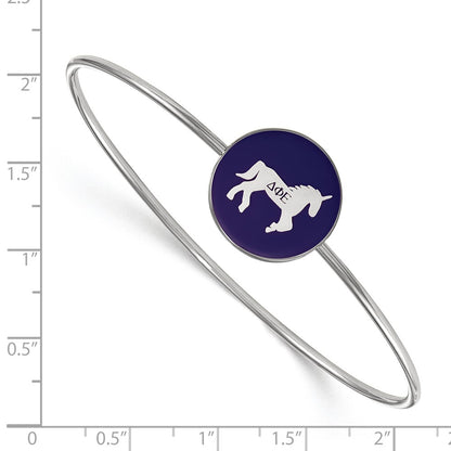 Sterling Silver S. Rh Plated Logoart Delta Phi Epsilon Enameled Slip On Bangle