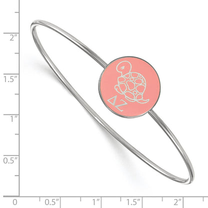 Sterling Silver Rh Plated Logoart Delta Zeta Enameled Slip On Bangle Bracelet