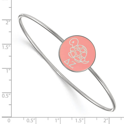 Sterling Silver Rh Plated Logoart Delta Zeta Enameled Slip On Bangle Bracelet