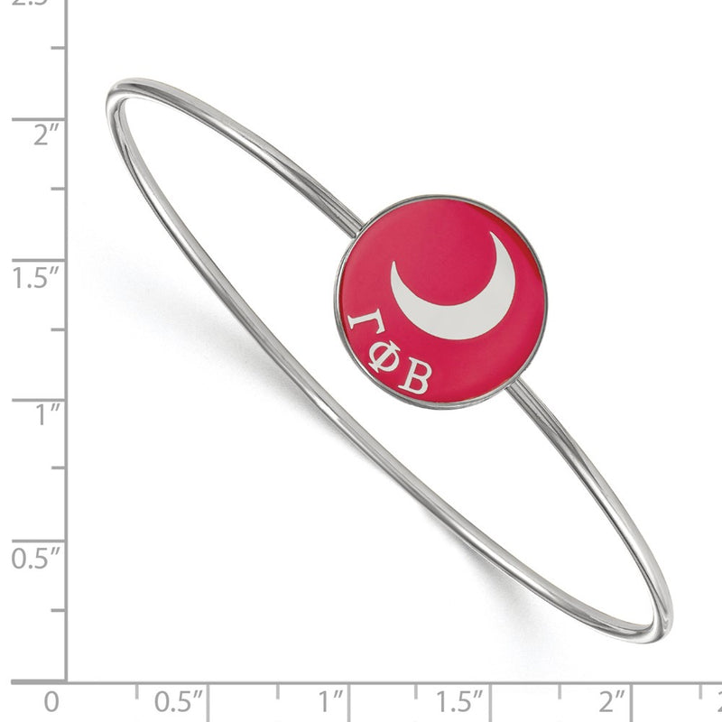 Sterling Silver Rh Plated Logoart Gamma Phi Beta Enameled Slip On Bangle