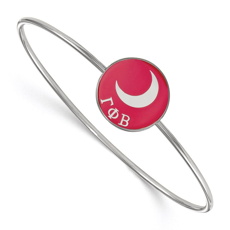 Sterling Silver Rh Plated Logoart Gamma Phi Beta Enameled Slip On Bangle