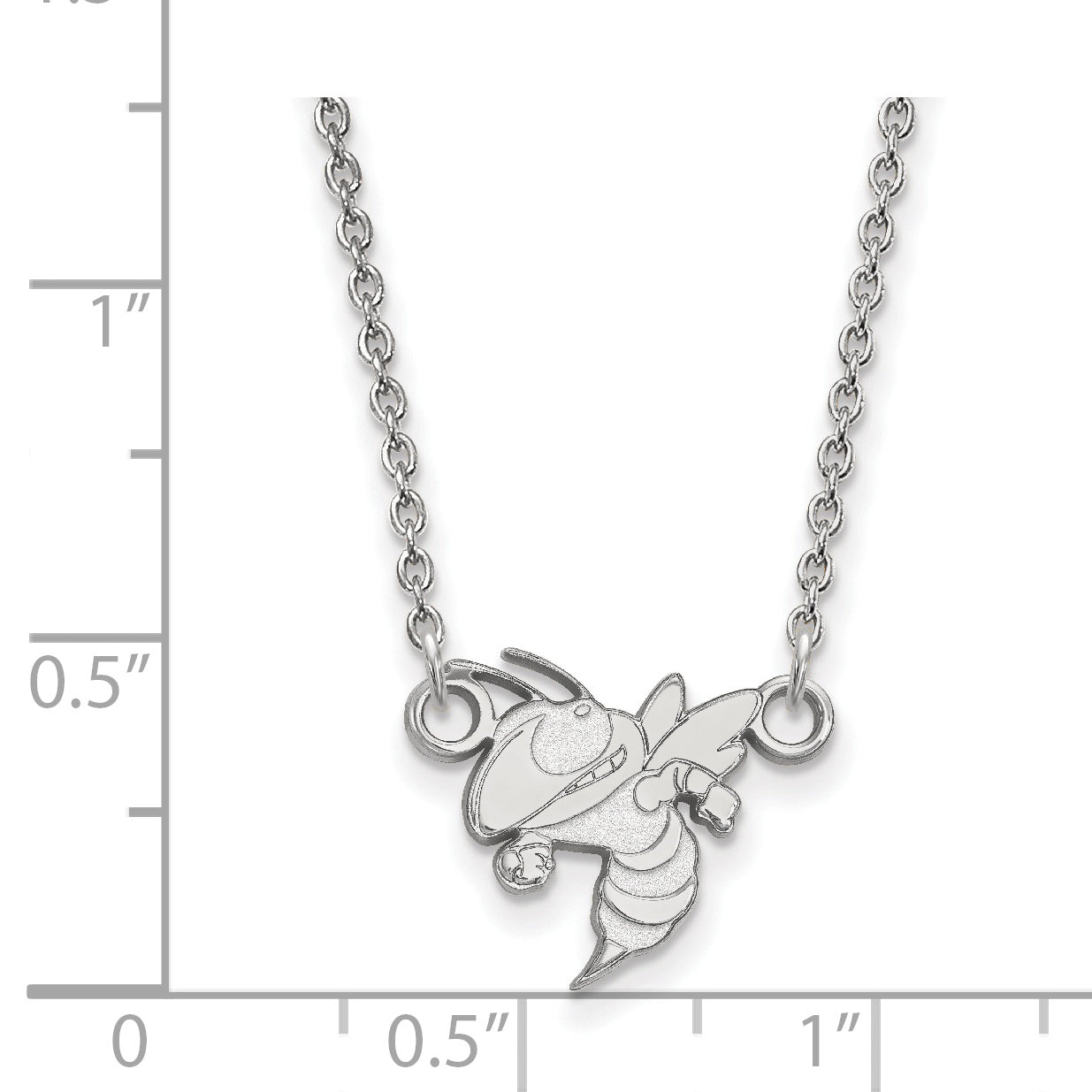 10K White Gold Logoart Georgia Institute Of Technology Yellow Jacket Small Pendant 18 Inch Necklace