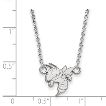 10K White Gold Logoart Georgia Institute Of Technology Yellow Jacket Small Pendant 18 Inch Necklace