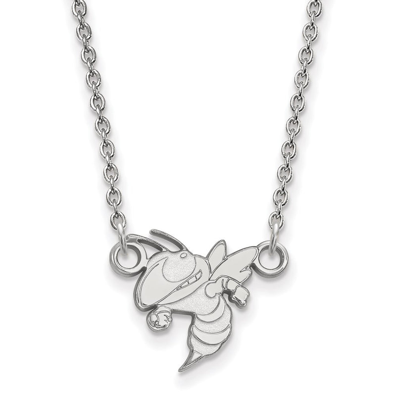 10K White Gold Logoart Georgia Institute Of Technology Yellow Jacket Small Pendant 18 Inch Necklace