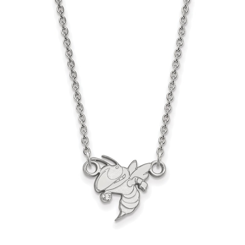 Sterling Silver Rhodium Plated Logoart Georgia Institute Of Technology Yellow Jacket Small Pendant 18 Inch Necklace