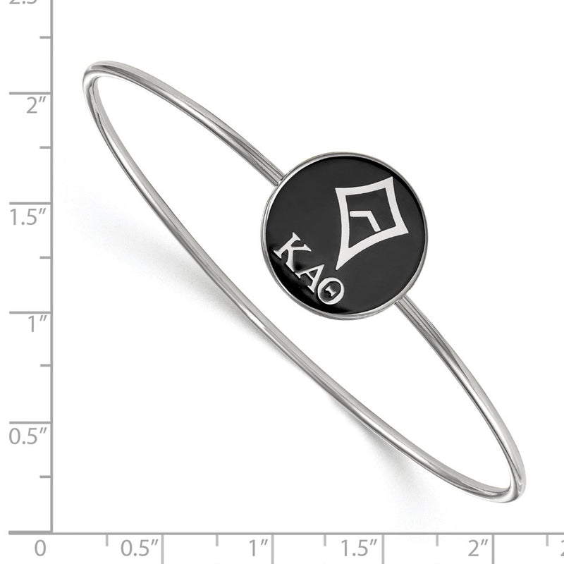 Sterling Silver S. Rh Plated Logoart Kappa Alpha Theta Enameled Slip On Bangle