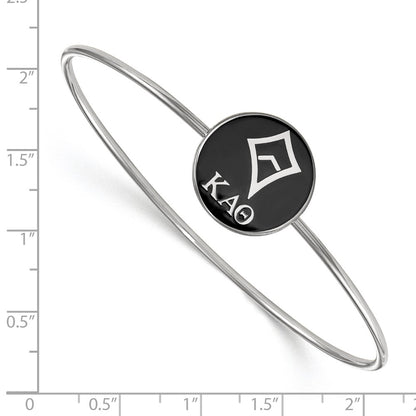 Sterling Silver S. Rh Plated Logoart Kappa Alpha Theta Enameled Slip On Bangle Bracelet