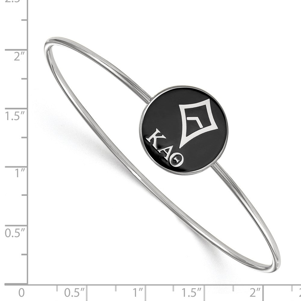 Sterling Silver S. Rh Plated Logoart Kappa Alpha Theta Enameled Slip On Bangle Bracelet