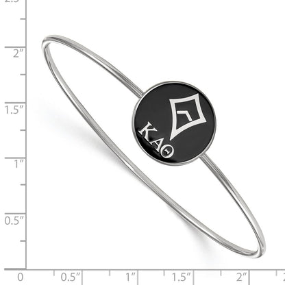 Sterling Silver S. Rh Plated Logoart Kappa Alpha Theta Enameled Slip On Bangle Bracelet