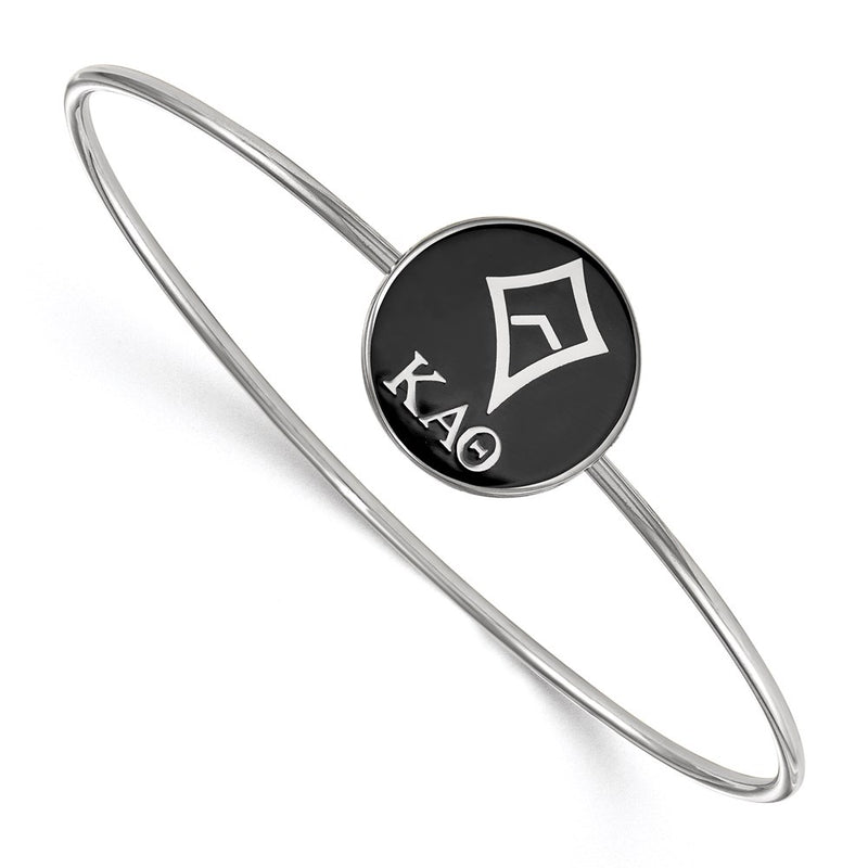 Sterling Silver S. Rh Plated Logoart Kappa Alpha Theta Enameled Slip On Bangle