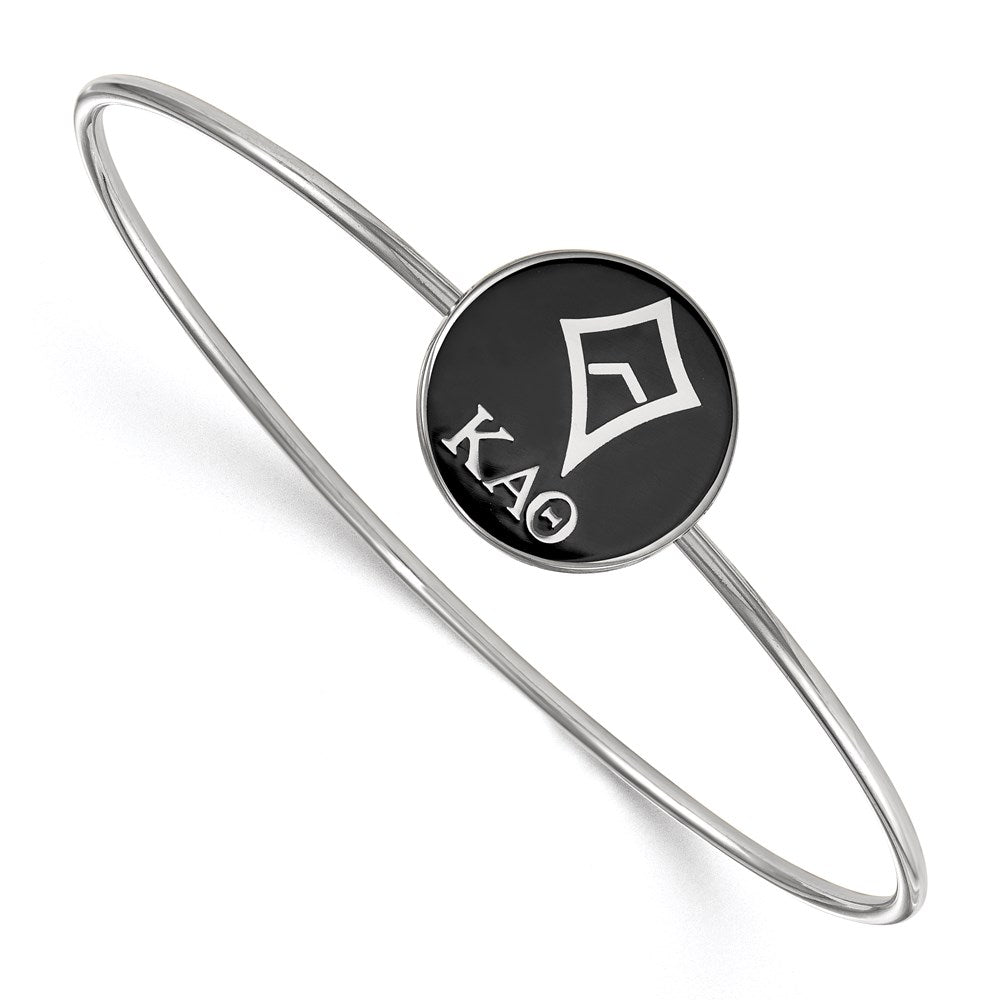 Sterling Silver S. Rh Plated Logoart Kappa Alpha Theta Enameled Slip On Bangle Bracelet