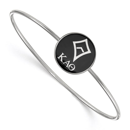 Sterling Silver S. Rh Plated Logoart Kappa Alpha Theta Enameled Slip On Bangle Bracelet