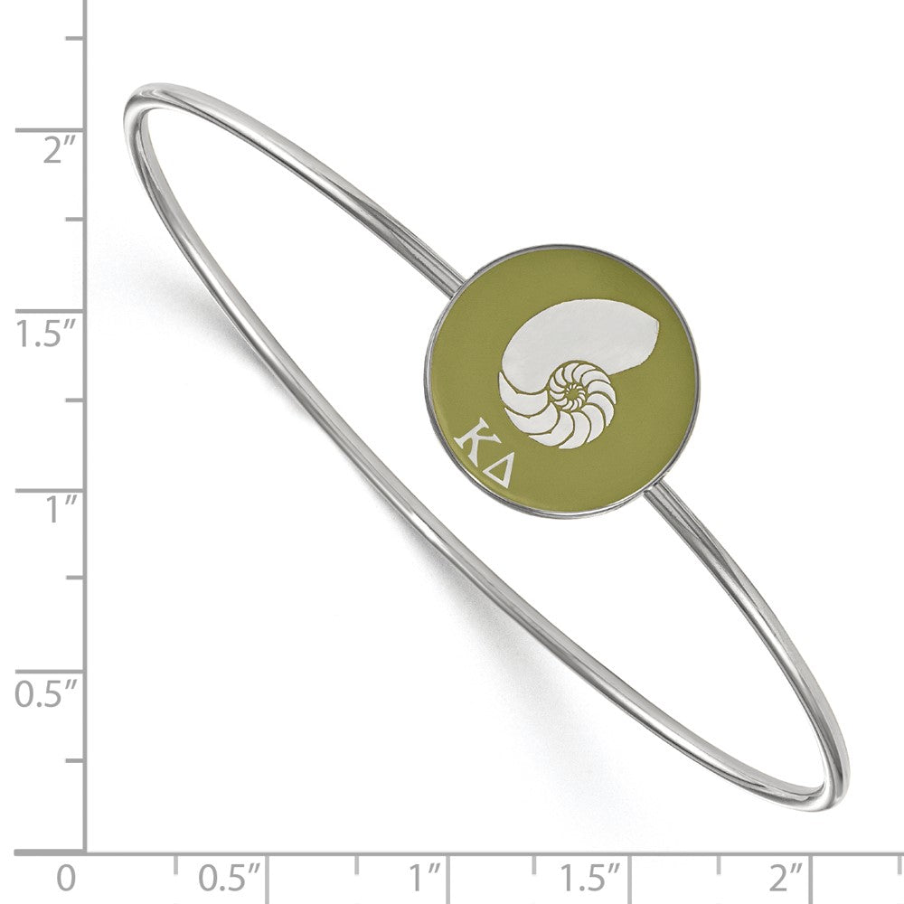Sterling Silver Rh Plated Logoart Kappa Delta Enameled Slip On Bangle