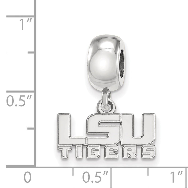 Sterling Silver Rhod-Pltd Logoart Louisiana State U. Xs Dangle Bead
