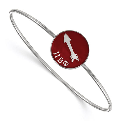 Sterling Silver Rh Plated Logoart Pi Beta Phi Enameled Slip On Bangle