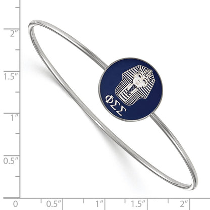 Sterling Silver Rh Plated Logoart Phi Sigma Enameled Slip On Bangle