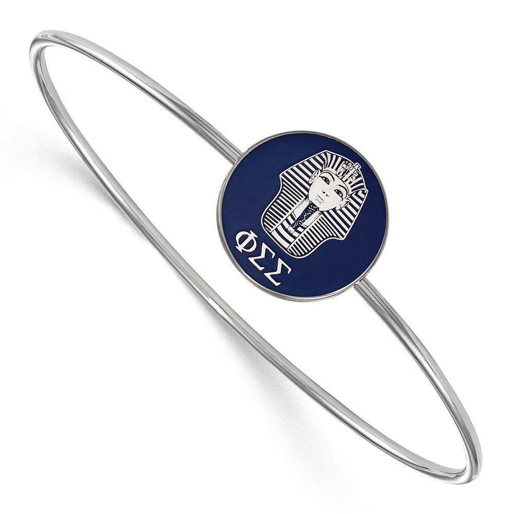 Sterling Silver Rh Plated Logoart Phi Sigma Enameled Slip On Bangle