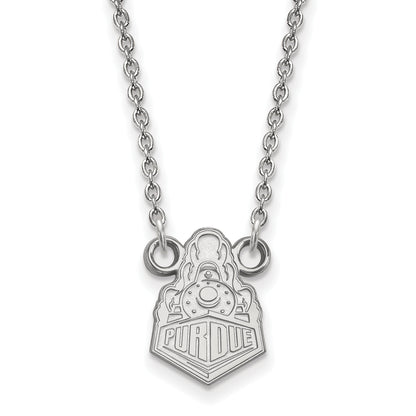 Sterling Silver Rhodium Plated Logoart Purdue University Boilermakers Train Logo Small Pendant 18 Inch Necklace