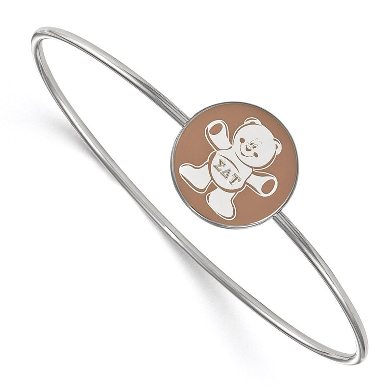 Sterling Silver Rh Plated Logoart Sigma Delta Tau Enameled Slip On Bangle