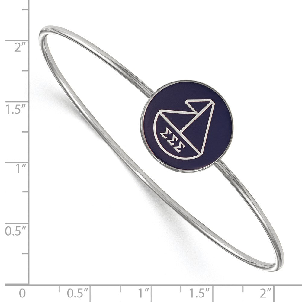 Sterling Silver S. Rh Plated Logoart Sigma Enameled Slip On Bangle