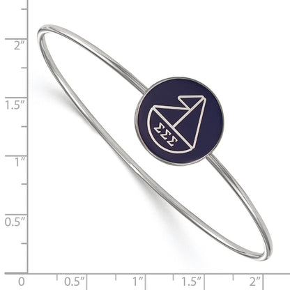 Sterling Silver S. Rh Plated Logoart Sigma Enameled Slip On Bangle