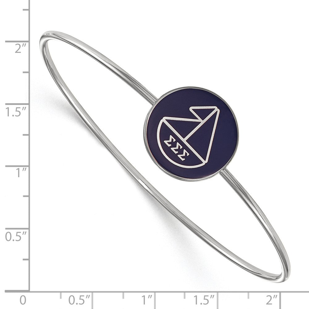 Sterling Silver S. Rh Plated Logoart Sigma Enameled Slip On Bangle