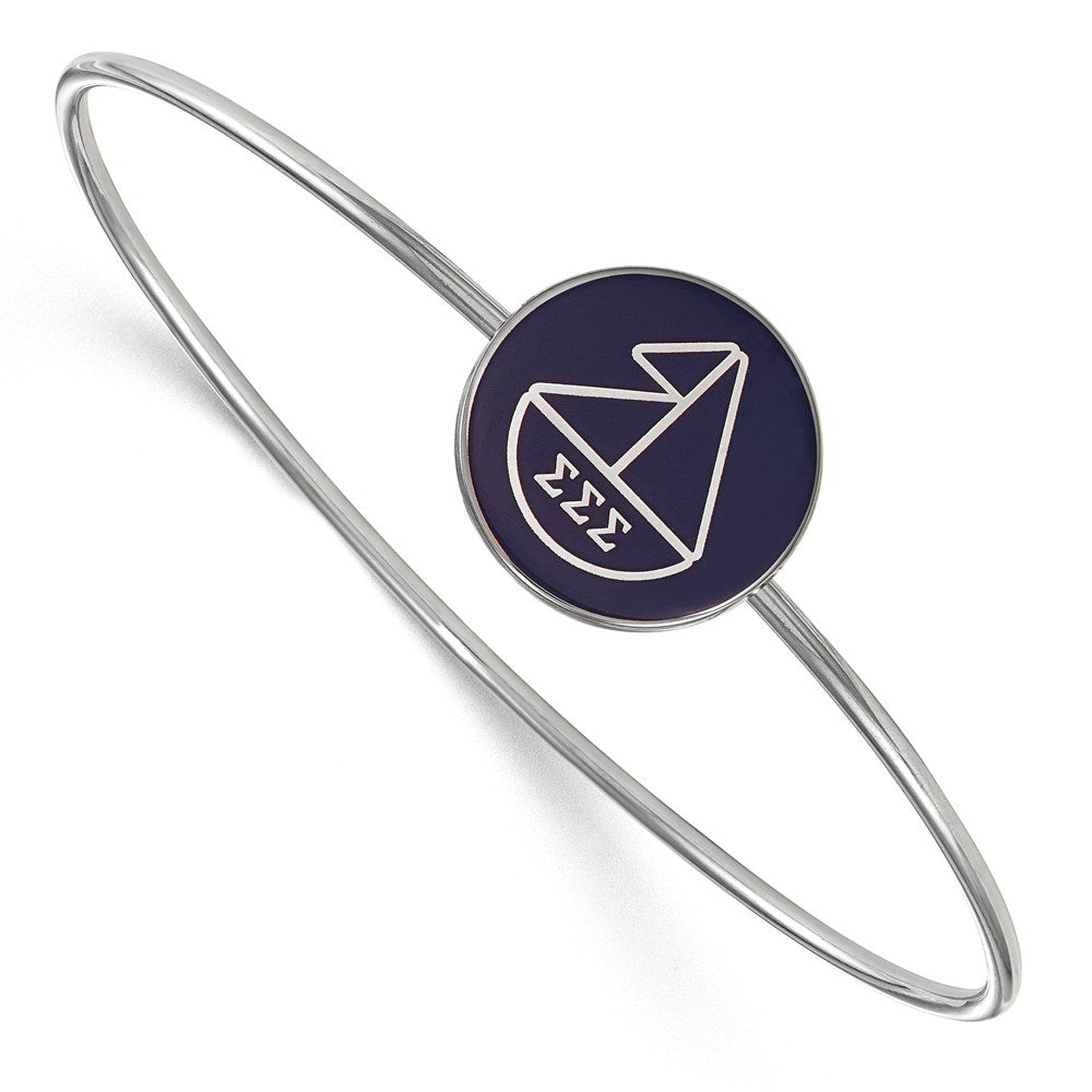 Sterling Silver S. Rh Plated Logoart Sigma Enameled Slip On Bangle