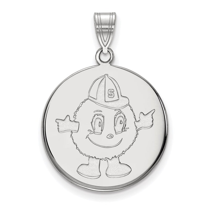 Sterling Silver Rhodium Plated Logoart Syracuse University Mascot Large Disc Pendant