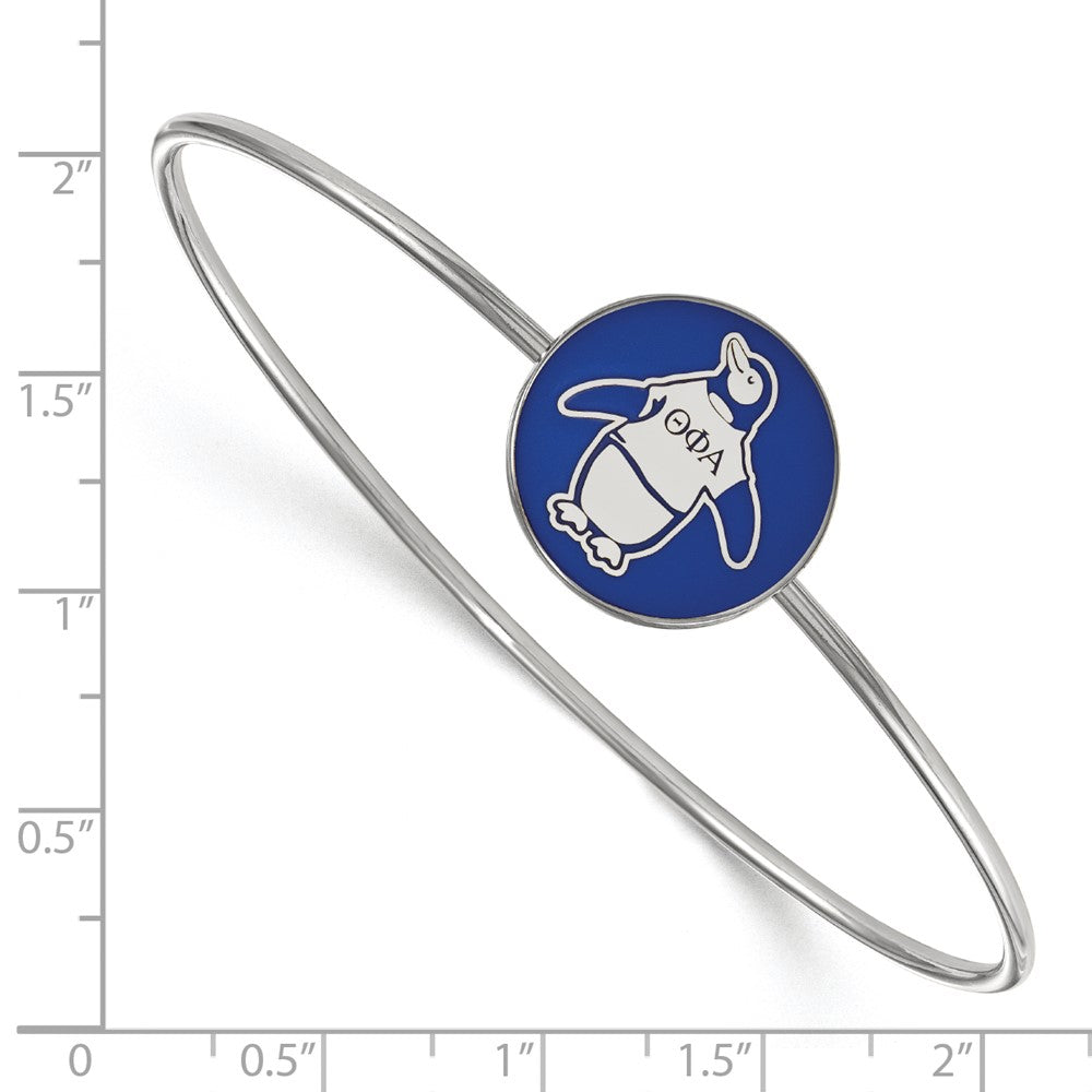 Sterling Silver Rh Plated Logoart Theta Phi Alpha Enameled Slip On Bangle