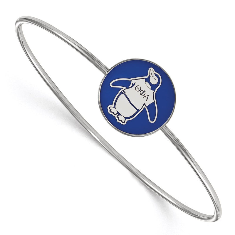 Sterling Silver Rh Plated Logoart Theta Phi Alpha Enameled Slip On Bangle