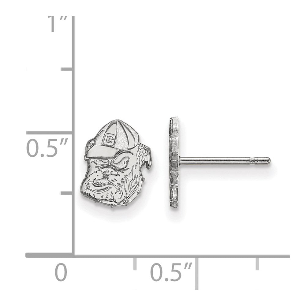 Sterling Silver Rhodium Plated Logoart University Of Georgia Bulldog Extra Small Post Earrings