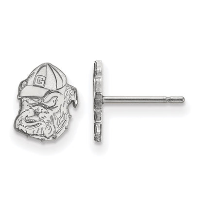 10K White Gold Logoart University Of Georgia Bulldog Extra Small Post Earrings