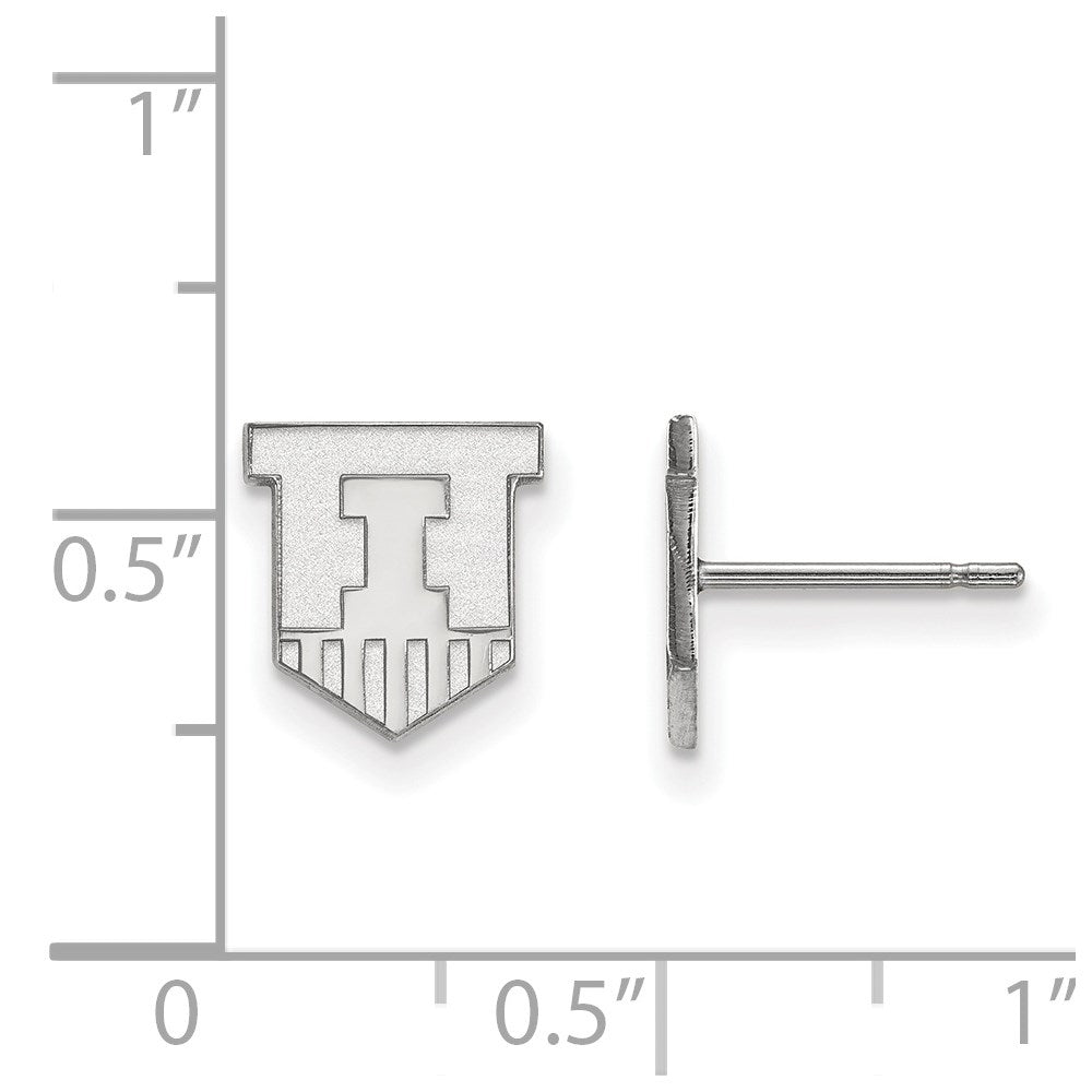 10K White Gold Logoart University Of Illinois Victory Badge Extra Small Post Earrings